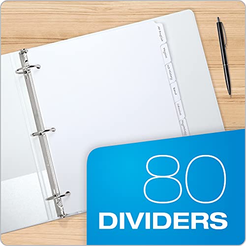 Minimalist Oxford Binder Dividers for 3 Ring Binders, 10 Pack, 8-Tab Kit