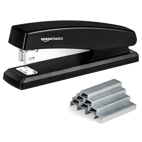 Basics Office Stapler with 1000 Staples, 25 Sheet Capacity, Non-Slip, Kit