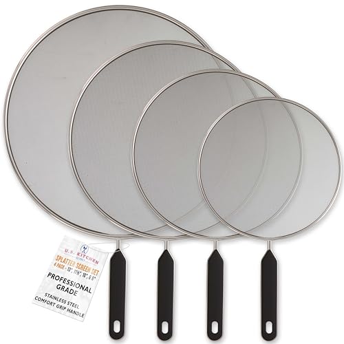 Minimalist U.S. Kitchen Supply 4-Piece Stainless Steel Splatter Collection
